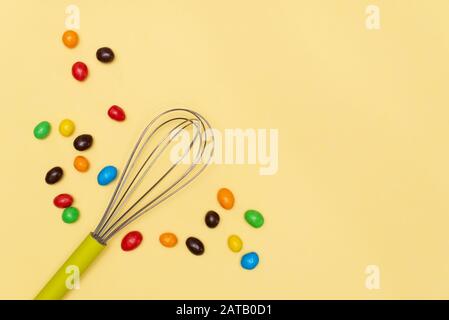Chocolate Easter Eggs Over Wooden Background. Stock Photo