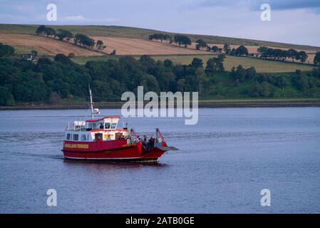 CROMARTY FIRTH, SCOTLAND, UK - 23 Aug 2017 - The Cromarty - Nigg car ferry which carries two vehicles and passengers from the Black Isle to Nigg Stock Photo