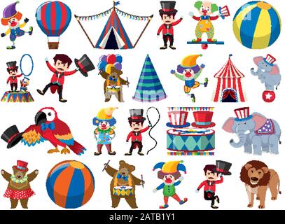Large set of isolated objects of circus illustration Stock Vector Image ...