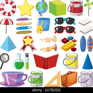 Set of isolated different objects illustration Stock Vector