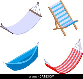 Hammock icons set, isometric style Stock Vector