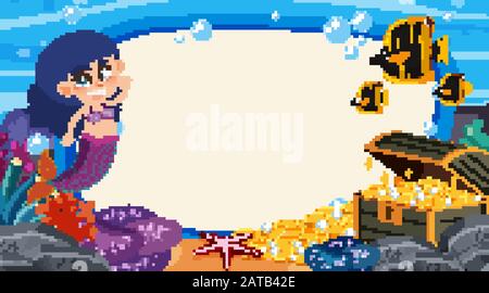 Frame template design with sea creatures  under the ocean illustration Stock Vector