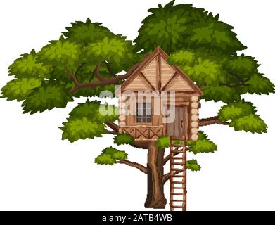Treehouse on big tree illustration Stock Vector Image & Art - Alamy