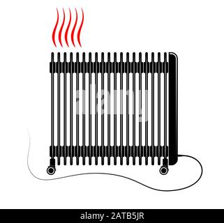 Vector illustration of electric oil heater on white background. Stock Vector
