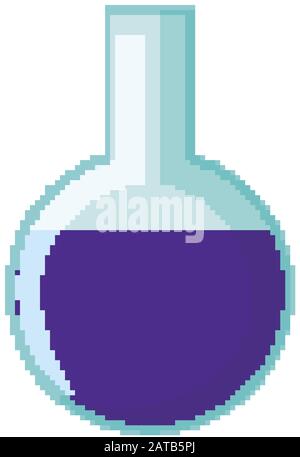 Flask with blue chemical inside illustration Stock Vector