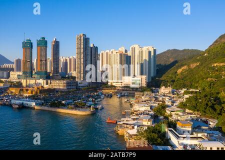 Aerial view Lei Yue Mun of Hong Kong Stock Photo