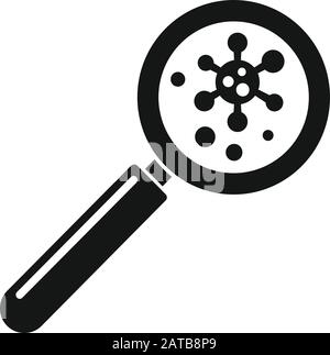 Virus under magnifier icon. Simple illustration of virus under magnifier vector icon for web design isolated on white background Stock Vector