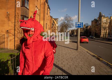 Cardiff, Wales, UK. 1st February, 2020. Six Nations Rugby, Welsh and Italian Rugby supporters enjoy the start of the Six Nation’s Rugby Union Championship at the Principality Stadium in Cardiff, Wales. Credit: Haydn Denman/Alamy Live News Stock Photo