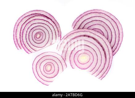 Rings of Red Onion isolated on white Background Stock Photo
