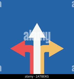 business concept , Arrows in different directions make decisions , Vector illustration flat design Stock Vector