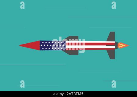 us weapon concept. nuclear missile Weapons of the united states Used to invade foreign countries ,Vector illustration flat design Stock Vector