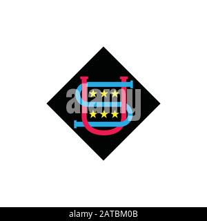 letter su stars linked logo vector Stock Vector