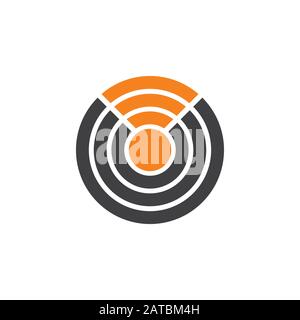 abstract letter u stripes circle signal design logo vector Stock Vector