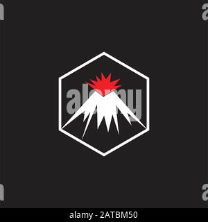 volcano mountain hexagon simple logo Stock Vector