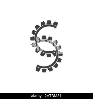 abstract letter sc simple geometric cog machine logo vector Stock Vector