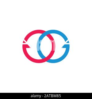 letters gg circle arrow linked geometric logo vector Stock Vector