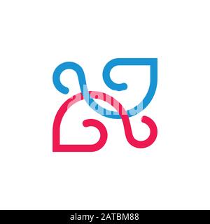 abstract linked curves line loop design logo Stock Vector