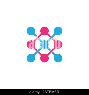 linked dots network overlapping logo vector Stock Vector