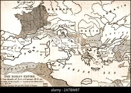 Map of the Roman Empire at the death of Caesar Augustus, AD14. From the ...