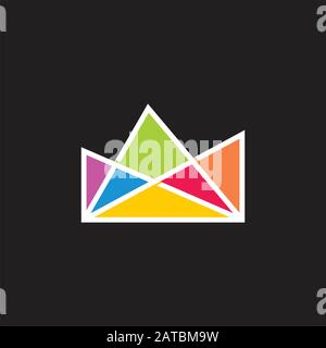 crown linked triangles thin lines art logo vector Stock Vector