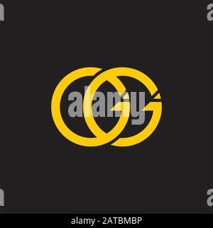 letters gg circle arrow golden rings linked logo vector Stock Vector