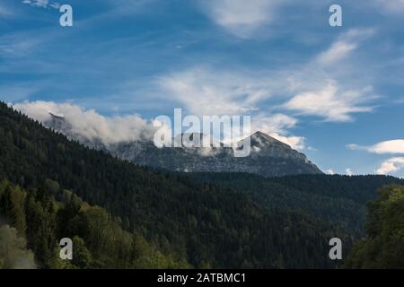 Monte Pavione, from Fiera di Primiero, Province of Trento, Italy Stock Photo