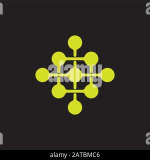 abstract plus medical linked dots network overlapping logo vector Stock Vector