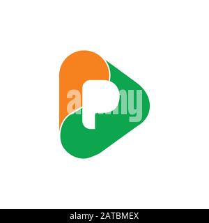 letter p symbol triangle curves logo vector Stock Vector