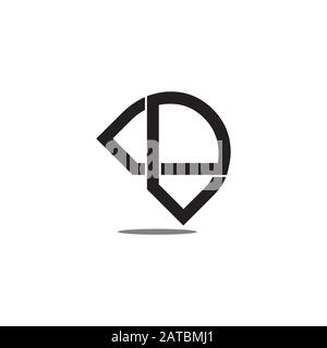 letter dk linked overlapping line shadow logo vector Stock Vector