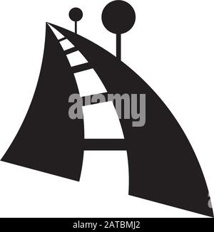 simple street road tree symbol geometric design logo vector Stock Vector