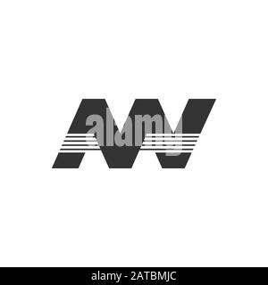 letter mn stripes geometric logo vector Stock Vector