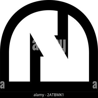 letter n symbol geometric opposite arrow logo vector Stock Vector