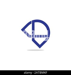 letter dk linked overlapping line shadow logo vector Stock Vector