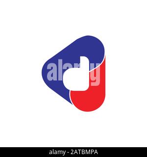 letter d  symbol 3d curves geometric logo vector Stock Vector