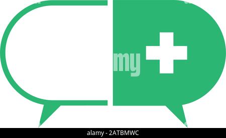 letter c plus medical capsule medicine talk forum symbol logo vector Stock Vector
