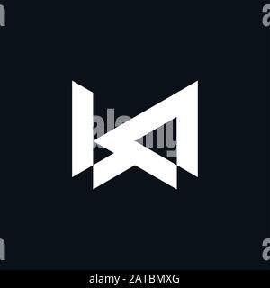 letter kw simple geometric line logo vector Stock Vector