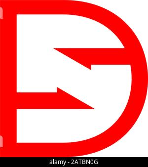 letter ds symbol geometric opposite arrow logo vector Stock Vector