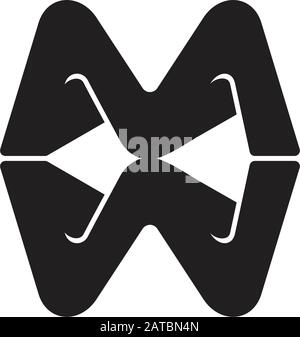 letter mw 3d linked logo vector Stock Vector