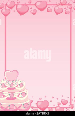 Valentine theme with pink hearts around the frame illustration Stock ...