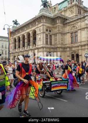 EuroPride 2019 parade in Vienna by the Opera House Stock Photo