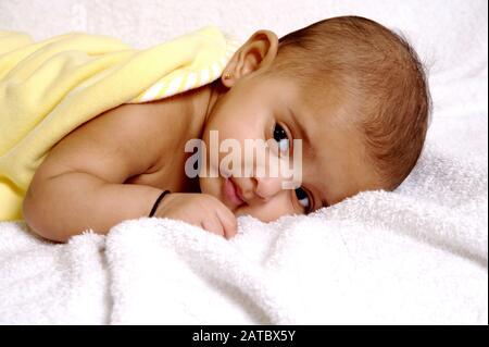 Mumbai; Maharashtra; India- Sep. 2011- Portrait Of Nine Months Indian ...