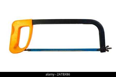 Saw on metal isolated on a white background.  Stock Photo