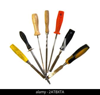 A set of different types of chisels and files.  Stock Photo