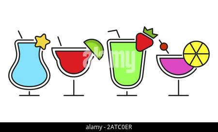 The Cocktail Glass. A Simple Linear Icon With A Thin Outline. Flat Stock Vector