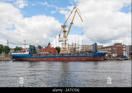 Ship port Szczecin, Poland. 08-28-2017. Ports Szczecin and Swinoujscie with Szczecin shipyard are one of the largest port complexes at the Baltic Sea. Stock Photo