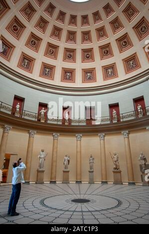 Sculptures in atrium of inside Altes Museum on Museumsinsel in Berlin Germany Stock Photo