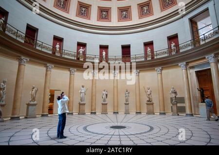 Sculptures in atrium of inside Altes Museum on Museumsinsel in Berlin Germany Stock Photo