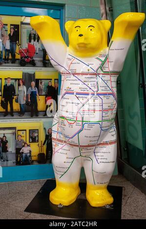 Germany, Berlin, Alexanderplatz station, a subway map with the bear, the symbol of Berlin Stock Photo