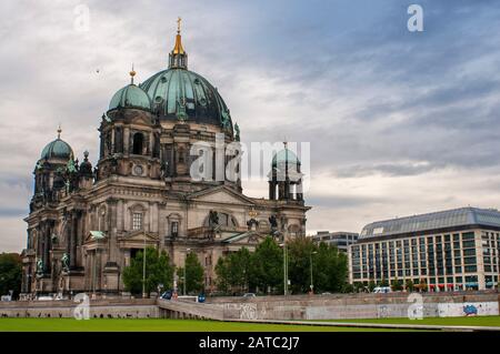 Berliner Dom Berlin Cathedral and Lustgarten in foreground, Berlin, Germany Stock Photo