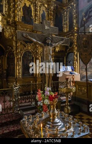 In the Cross Exaltation Orthodox Church built in 1774, the city of Palekh, Ivanovo Region, Russia. Stock Photo